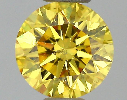 GIA 0.32 Fancy Vivid Yellow-SI2 Round Diamond