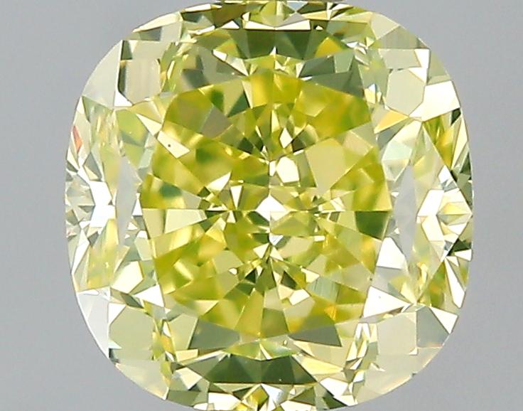 GIA 0.91 Fancy Greenish Yellow-VS2 Cushion Diamond