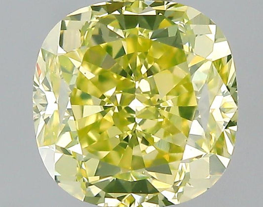 GIA 0.91 Fancy Greenish Yellow-VS2 Cushion Diamond