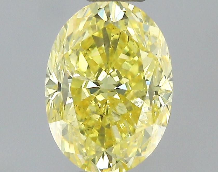 GIA 0.43 Fancy Intense Yellow-I1 Oval Diamond