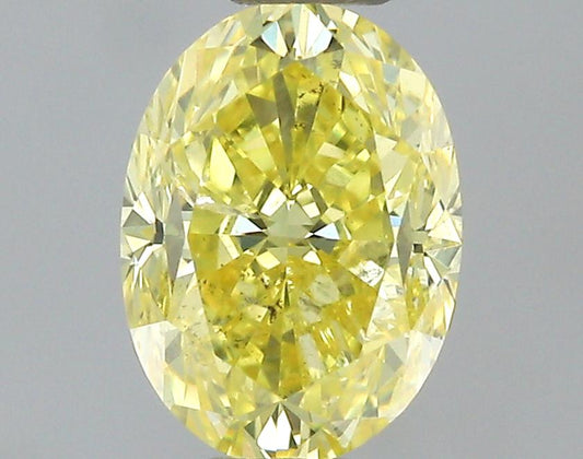 GIA 0.43 Fancy Intense Yellow-I1 Oval Diamond