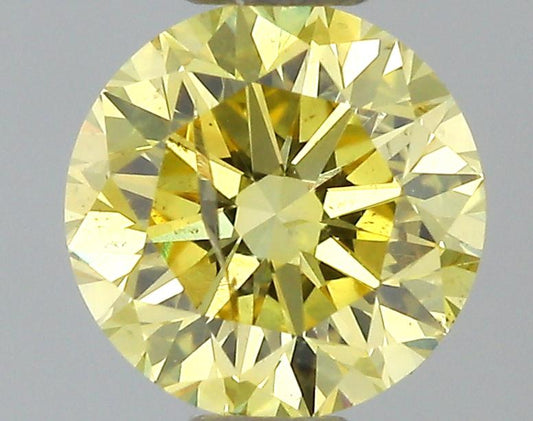GIA 0.41 Fancy Intense Yellow-I1 Round Diamond