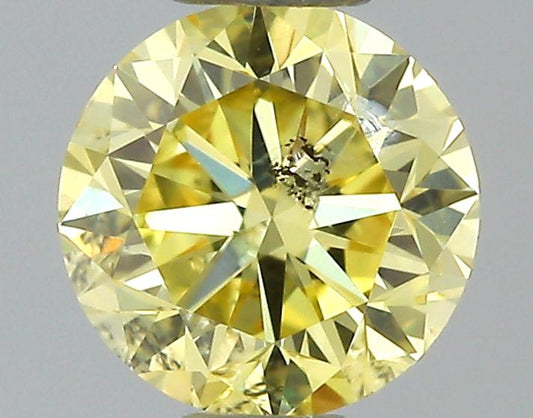GIA 0.32 Fancy Intense Yellow-I2 Round Diamond