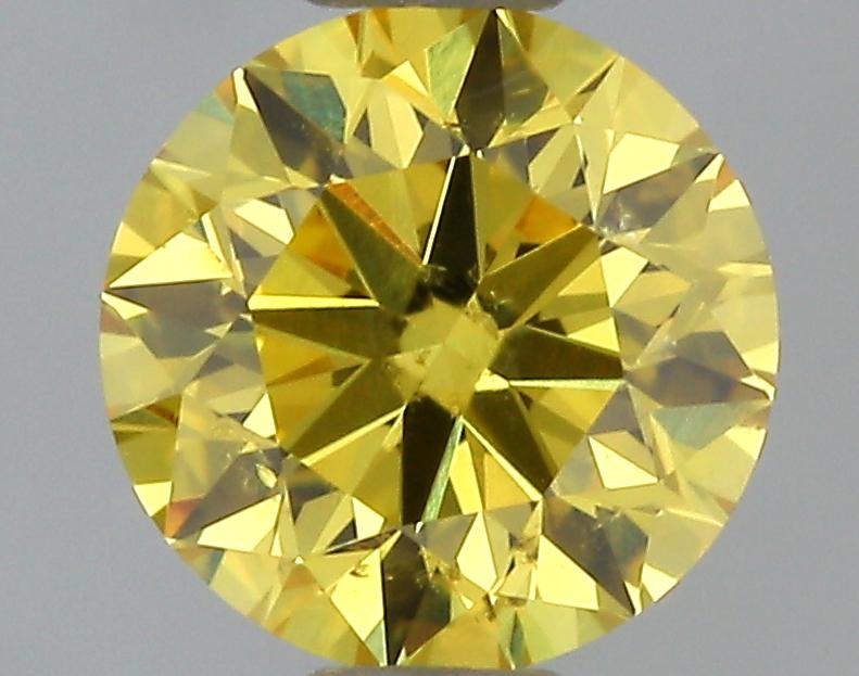 GIA 0.41 Fancy Vivid Yellow-SI2 Round Diamond