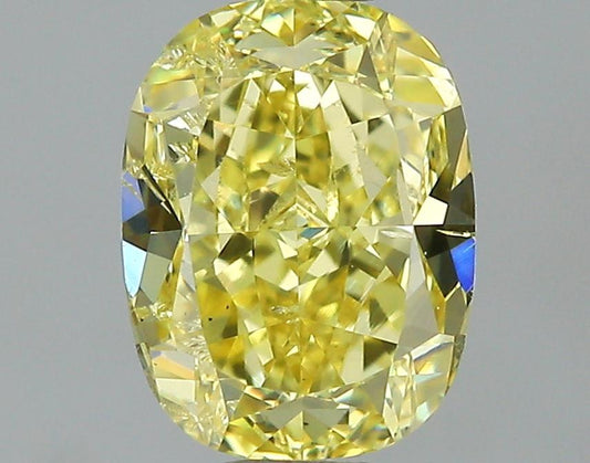 GIA 0.72 Fancy Intense Yellow-I1 Cushion Diamond