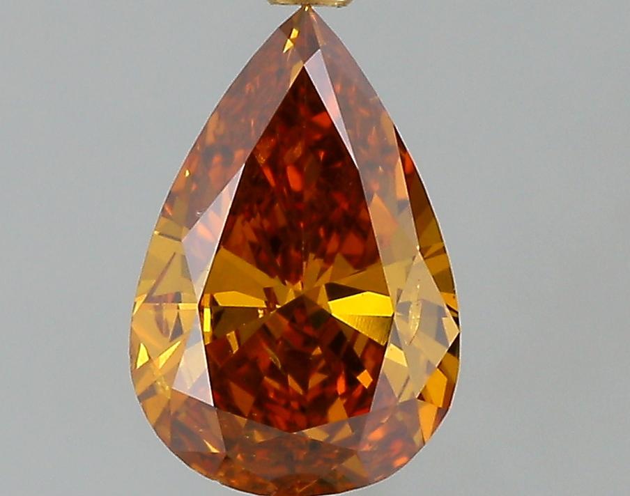 GIA 0.6 Fancy Deep Brown Orange-SI1 Pear Diamond