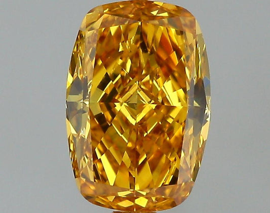 GIA 0.52 Fancy Vivid Orange Yellow-SI1 Cushion Diamond