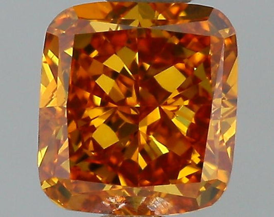 GIA 0.45 Fancy Deep Yellowish Orange-SI1 Cushion Diamond