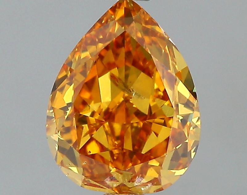 GIA 0.72 Fancy Vivid Yellowish Orange-I1 Pear Diamond