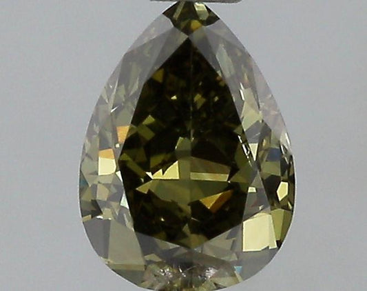 GIA 0.42 Fancy Dark Gray-Yellowish Green-SI1 Pear Diamond
