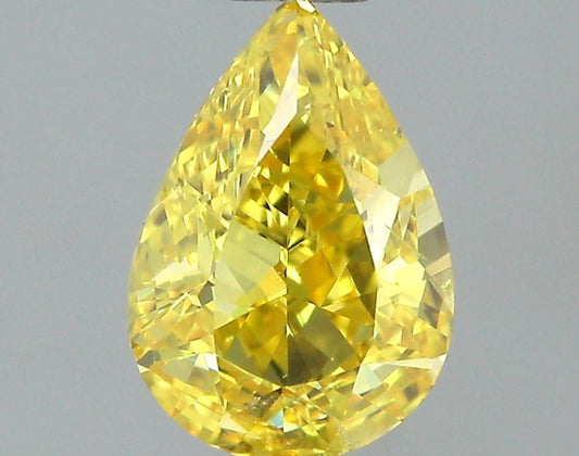 GIA 0.34 Fancy Vivid Yellow-SI2 Pear Diamond