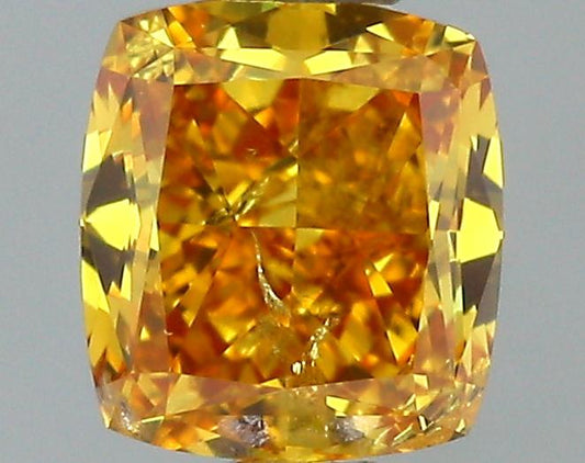 GIA 0.28 Fancy Vivid Orange Yellow-I1 Cushion Diamond