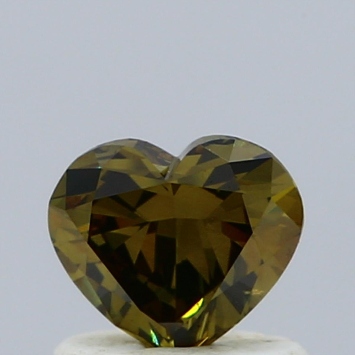 GIA 0.63 Fancy Deep Brown-Greenish Yellow-SI1 Heart Diamond