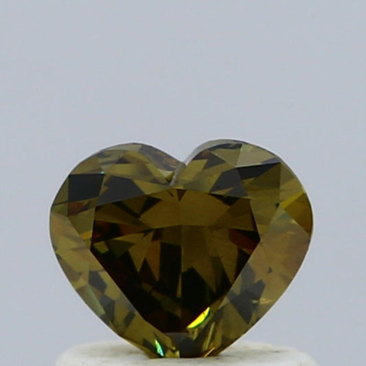 GIA 0.63 Fancy Deep Brown-Greenish Yellow-SI1 Heart Diamond