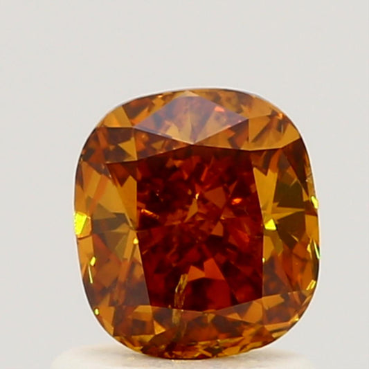 GIA 0.91 Fancy Deep Brownish Yellowish Orange-I1 Cushion Diamond