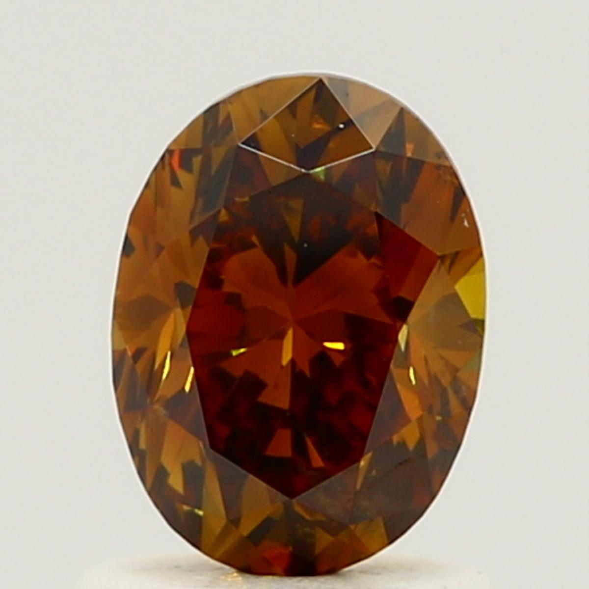 GIA 1.01 Fancy Deep Orange Brown-I1 Oval Diamond