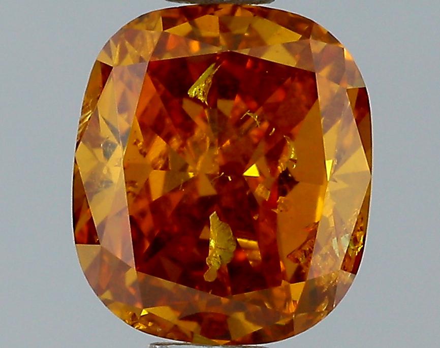 GIA 1.01 Fancy Deep Brownish Yellowish Orange-I2 Cushion Diamond