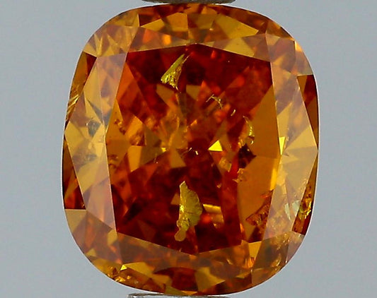 GIA 1.01 Fancy Deep Brownish Yellowish Orange-I2 Cushion Diamond
