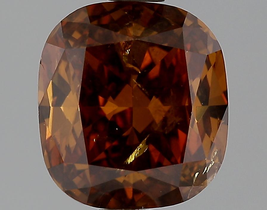 GIA 2.05 Fancy Deep Brownish Yellowish Orange-I1 Cushion Diamond