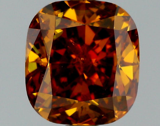 GIA 1.52 Fancy Deep Orange Brown-I1 Cushion Diamond