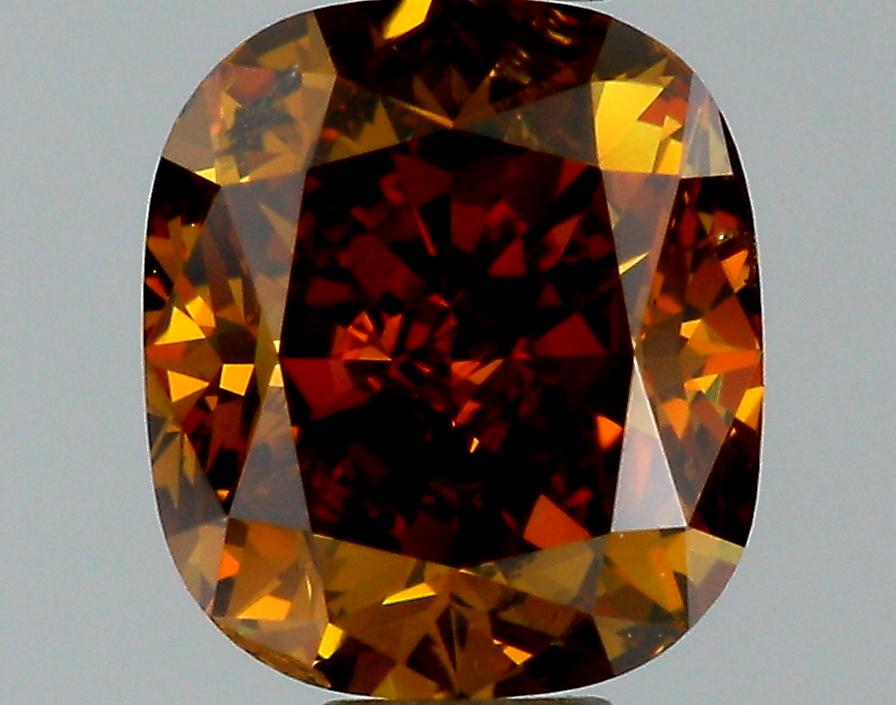 GIA 0.73 Fancy Dark Orangy Brown-I1 Cushion Diamond