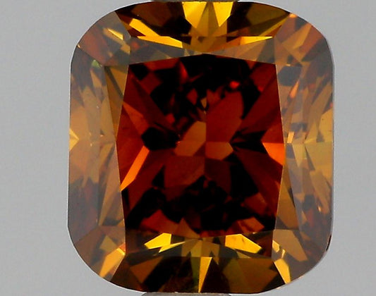 GIA 0.87 Fancy Deep Orange Brown-I1 Cushion Diamond