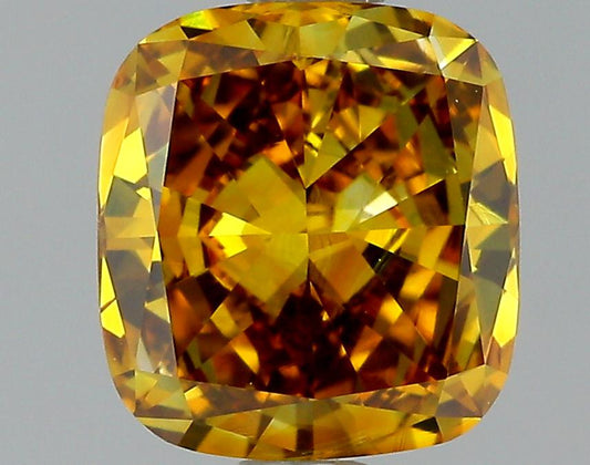 GIA 0.72 Fancy Deep Brownish Orangy Yellow-VS2 Cushion Diamond
