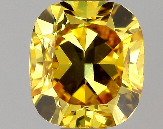 GIA 0.53 Fancy Deep Yellow-SI1 Cushion Diamond