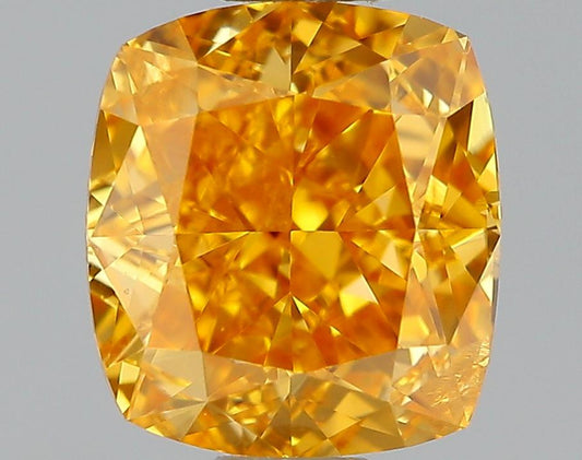 GIA 0.71 Fancy Vivid Yellow Orange-I1 Cushion Diamond