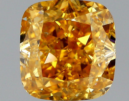 GIA 1.22 Fancy Intense Orange Yellow-SI2 Cushion Diamond