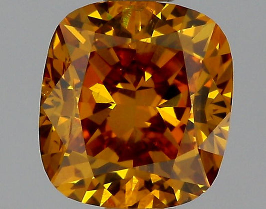 GIA 0.57 Fancy Deep Brownish Orangy Yellow-I1 Cushion Diamond