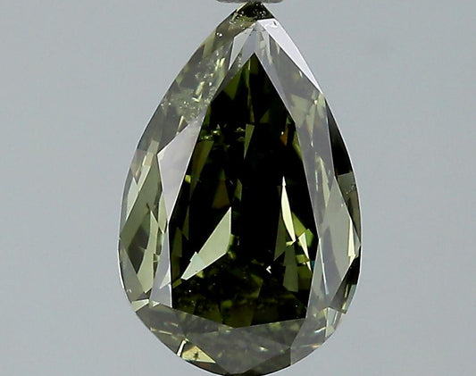 GIA 1.2 Fancy Dark Gray Yellowish Green-SI2 Pear Diamond