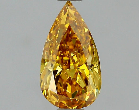 GIA 0.56 Fancy Deep Brownish Orangy Yellow-SI2 Pear Diamond