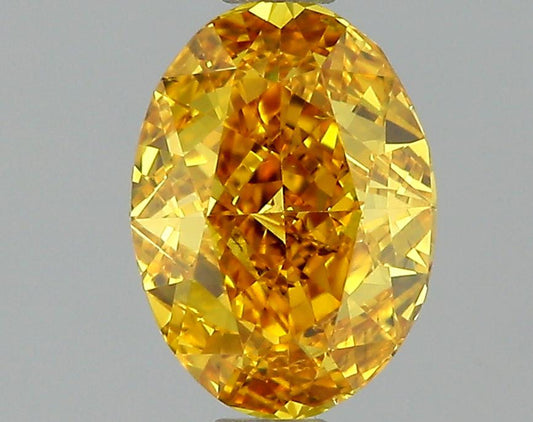 GIA 0.7 Fancy Vivid Orangy Yellow-VS2 Oval Diamond