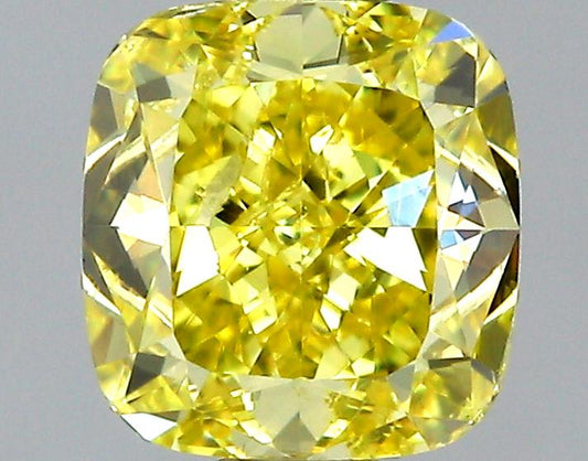 GIA 0.52 Fancy Intense Yellow-SI1 Cushion Diamond