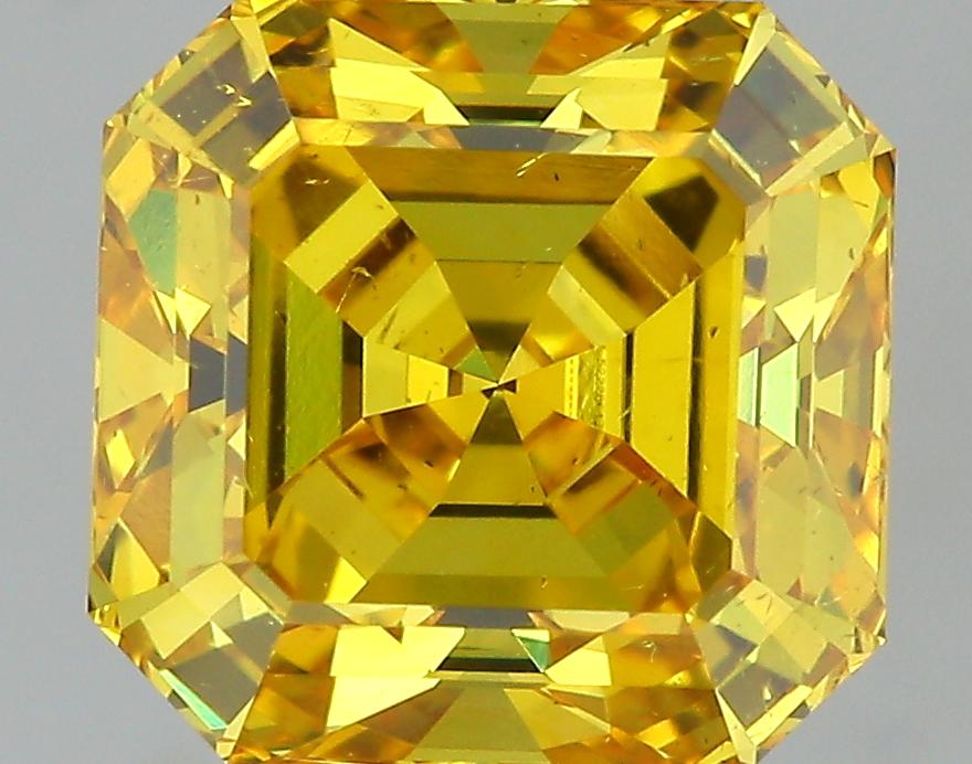 GIA 2.53 Fancy Vivid Orangy Yellow-SI1 Asscher Diamond