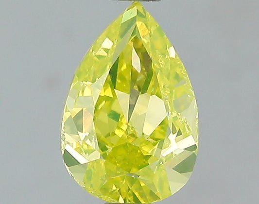 GIA 1 Fancy Intense Greenish Yellow-SI1 Pear Diamond
