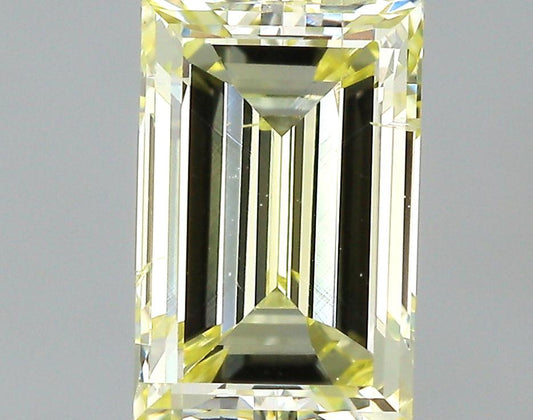GIA 0.53 Fancy Light Yellow-SI2 Emerald Diamond