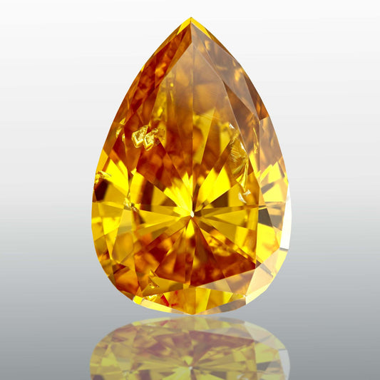 GIA 3.48 Fancy Deep Orange Yellow-I1 Pear Diamond