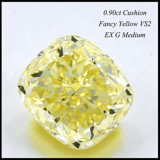 GIA 0.9 Fancy Yellow-VS2 Cushion Diamond