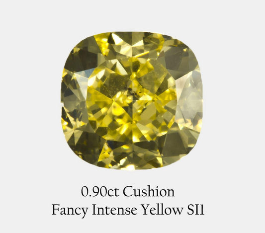 GIA 0.9 Fancy Intense Yellow-SI1 Cushion Diamond