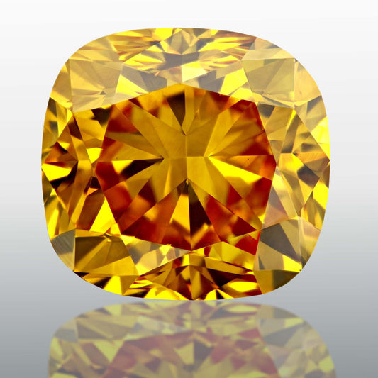 GIA 8.78 Fancy Deep Orange Yellow-VS2 Cushion Diamond