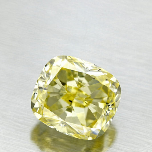 GIA 2.02 Fancy Intense Yellow-SI2 Cushion Diamond
