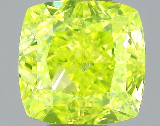 GIA 0.5 Fancy Vivid Green Yellow-SI1 Cushion Diamond