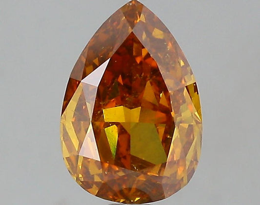 GIA 1.53 Fancy Deep Brownish Yellowish Orange-I1 Pear Diamond