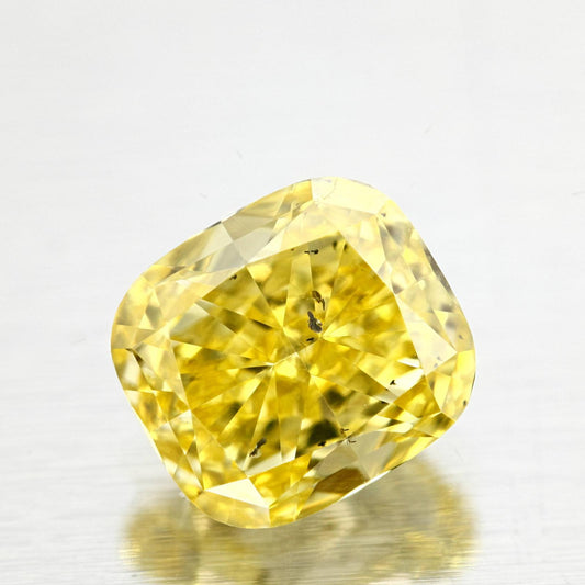 GIA 1.11 Fancy Vivid Yellow-SI2 Cushion Diamond