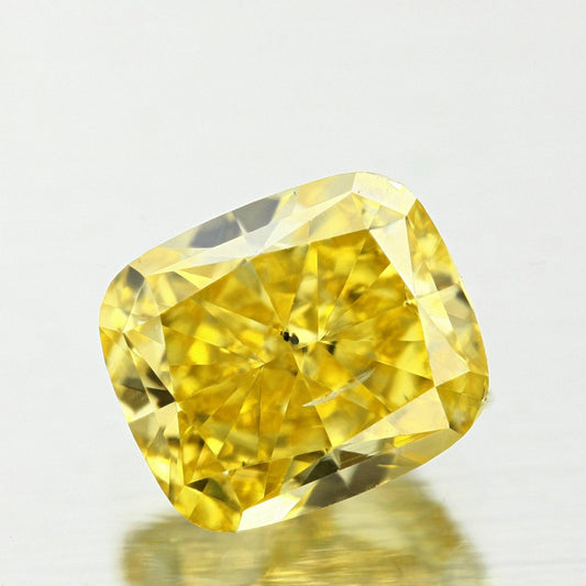 GIA 1.07 Fancy Vivid Yellow-SI2 Cushion Diamond
