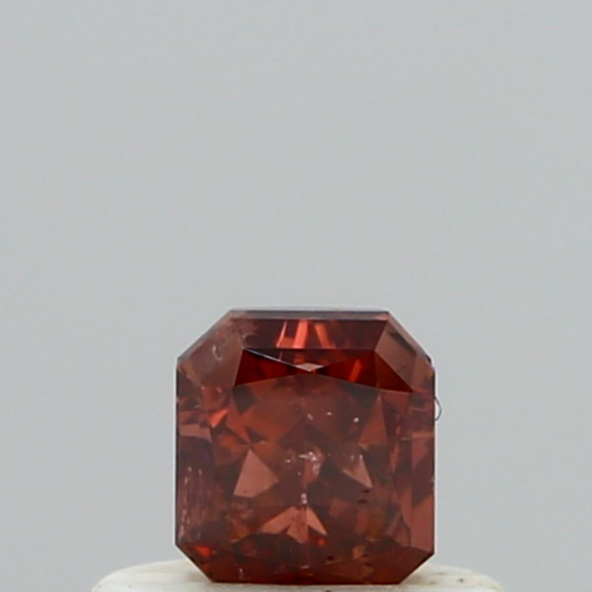 GIA 0.41 Fancy Deep Brownish Orangy Pink-I2 Radiant Diamond