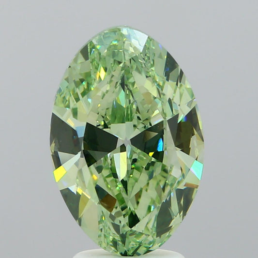 GIA 3.01 Fancy Intense Yellowish Green-VS2 Oval Diamond