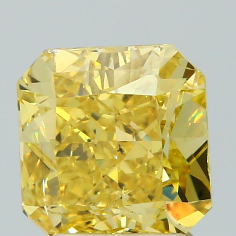 GIA 3.03 Fancy Vivid Yellow-I1 Radiant Diamond